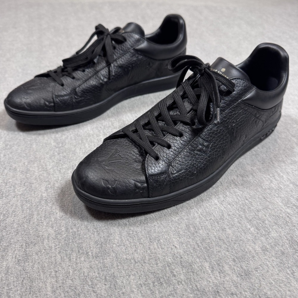 LOUIS VUITTON Luxembourg Monogram Shoes Black Mens Size US 9.5 Sneakers